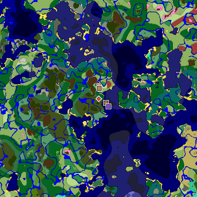 Predicted biome map of Java 26.3 seed 6525832832046544839 around estimated spawn