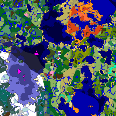 Predicted biome map of Java 26.3 seed 7292284849311966675 around estimated spawn