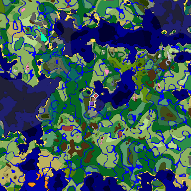 Predicted biome map of Java 26.3 seed -4124200807630390371 around estimated spawn