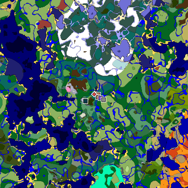 Predicted biome map of Java 26.3 seed 2113504283243480736 around estimated spawn