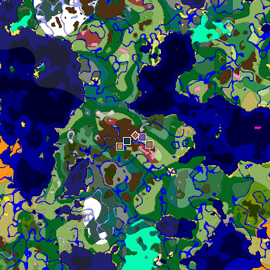 Predicted biome map of Java 26.3 seed -5187578570930470498 around estimated spawn
