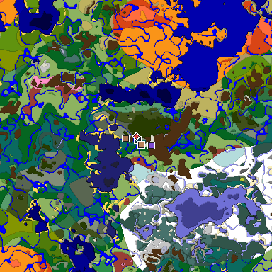 Predicted biome map of Java 26.3 seed -259947257948630980 around estimated spawn