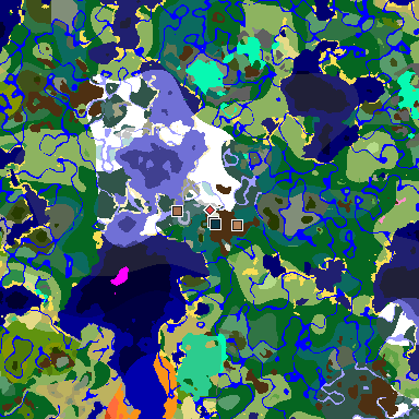 Map of Minecraft seed 1615592419621279172 around spawn