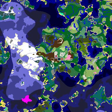 Map of Minecraft seed -1249525945132409448 around spawn