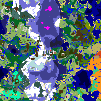 Map of Minecraft seed -3342623880671365767 around spawn