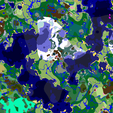 Map of Minecraft seed 9001582158769228163 around spawn
