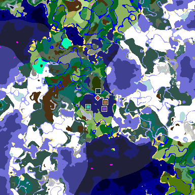 Map of Minecraft seed -1205681787161633908 around spawn