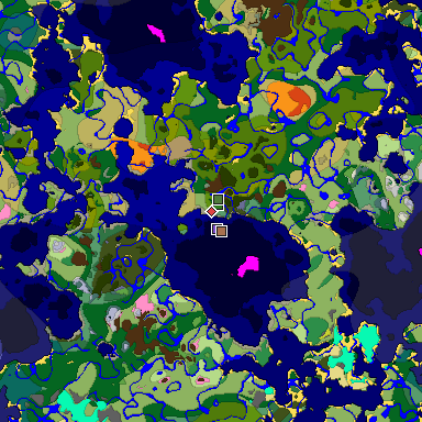 Predicted biome map of Java 26.3 seed -2438183825430938990 around estimated spawn