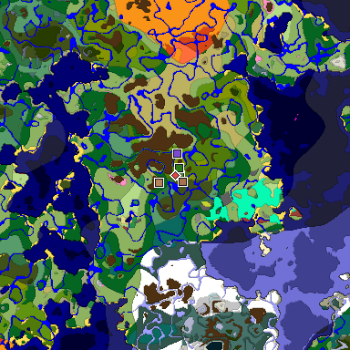 Predicted biome map of Java 26.3 seed 4617516648481956778 around estimated spawn