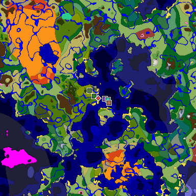 Predicted biome map of Java 26.3 seed -8624077385247284350 around estimated spawn