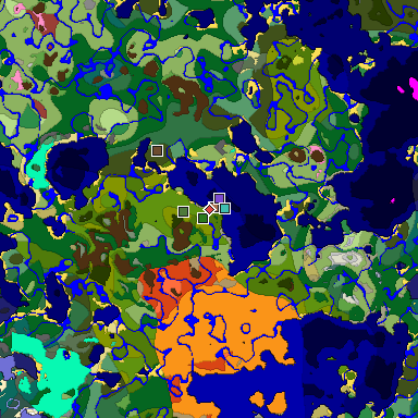 Predicted biome map of Java 26.3 seed 1141217736657542616 around estimated spawn