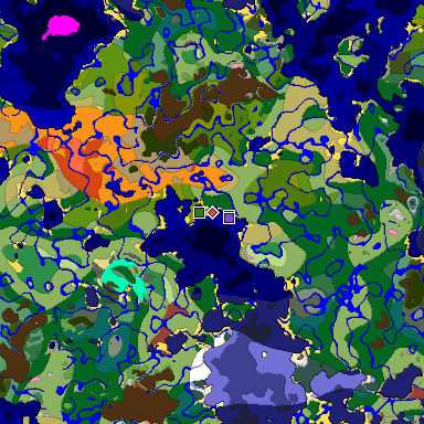 Predicted biome map of Java 26.3 seed -9014051447516989537 around estimated spawn