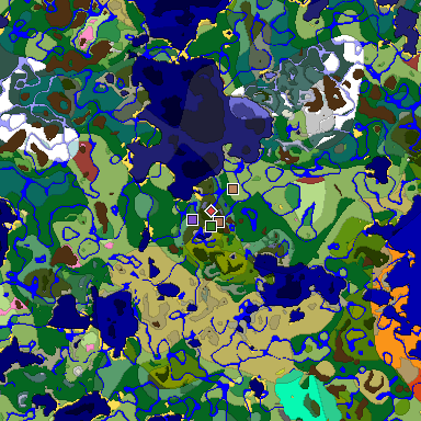 Predicted biome map of Java 26.3 seed 6345693791026471782 around estimated spawn
