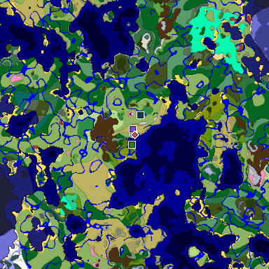 Predicted biome map of Java 26.3 seed 8470481956787214351 around estimated spawn