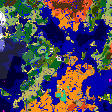 Predicted biome map of Java 26.3 seed 1295471524443031806 around estimated spawn