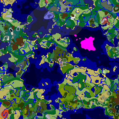 Predicted biome map of Java 26.3 seed 852779280796146420 around estimated spawn