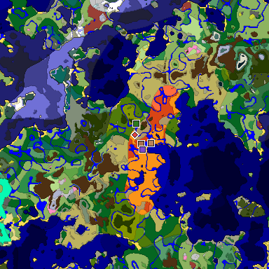 Predicted biome map of Java 26.3 seed -1971037217672396705 around estimated spawn