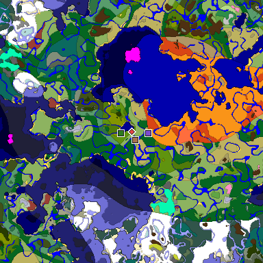 Predicted biome map of Java 26.3 seed -8814377226703789566 around estimated spawn