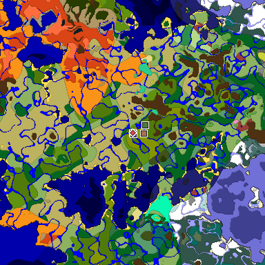 Predicted biome map of Java 26.3 seed 2924602944104342986 around estimated spawn