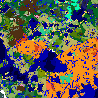Predicted biome map of Java 26.3 seed -4471596154902074509 around estimated spawn