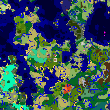 Predicted biome map of Java 26.3 seed 335629581672812553 around estimated spawn
