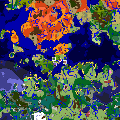 Predicted biome map of Java 26.3 seed -8032684848175856707 around estimated spawn