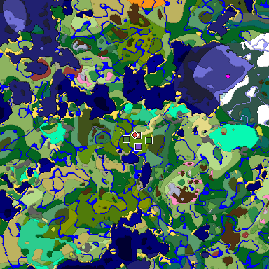 Predicted biome map of Java 26.3 seed -5910451010502809000 around estimated spawn