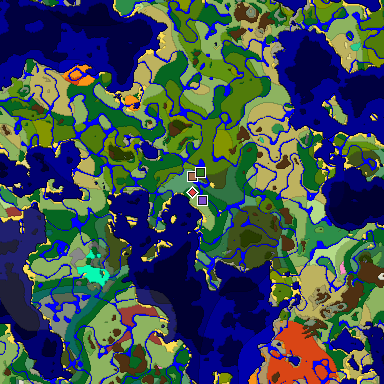 Predicted biome map of Java 26.3 seed 3761226364080234558 around estimated spawn