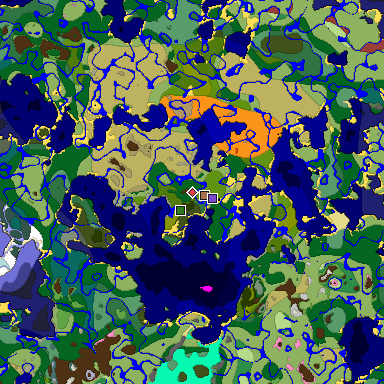 Predicted biome map of Java 26.3 seed -6406488606549374063 around estimated spawn