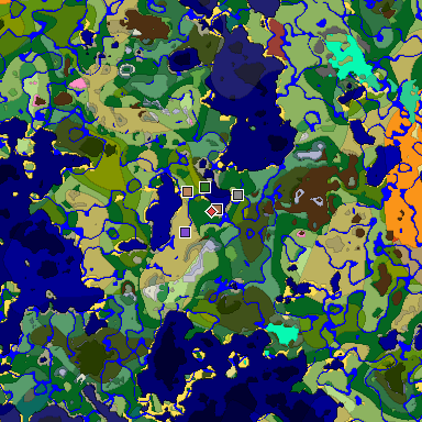 Predicted biome map of Java 26.3 seed -4872952499551198121 around estimated spawn
