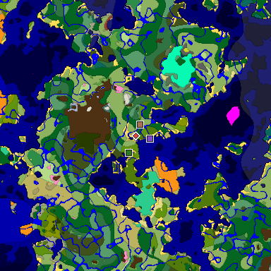 Predicted biome map of Java 26.3 seed -2305957719267525088 around estimated spawn
