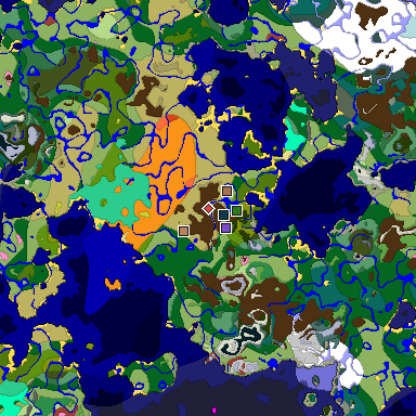 Predicted biome map of Java 26.3 seed 6051446672773304506 around estimated spawn