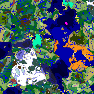 Predicted biome map of Java 26.3 seed 791218856083537984 around estimated spawn