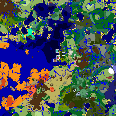 Predicted biome map of Java 26.3 seed -1684520049095600682 around estimated spawn
