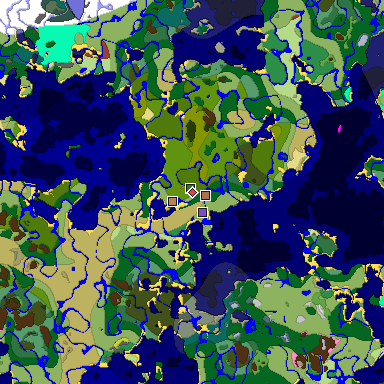 Predicted biome map of Java 26.3 seed -7815901717250785536 around estimated spawn