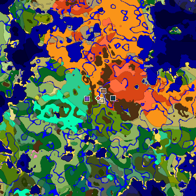 Predicted biome map of Java 26.3 seed 8806544224999105957 around estimated spawn