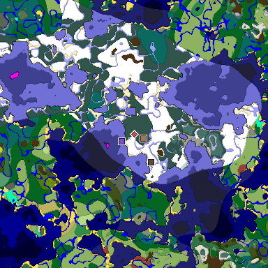 Predicted biome map of Java 26.3 seed 5794971498413325769 around estimated spawn