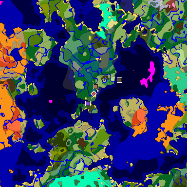 Predicted biome map of Java 26.3 seed -1172049232457259054 around estimated spawn
