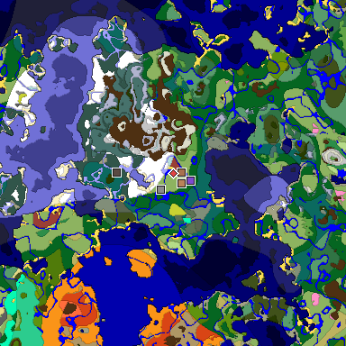 Predicted biome map of Java 26.3 seed 308165792776084041 around estimated spawn