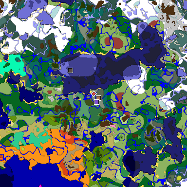 Predicted biome map of Java 26.3 seed -681647694581444113 around estimated spawn