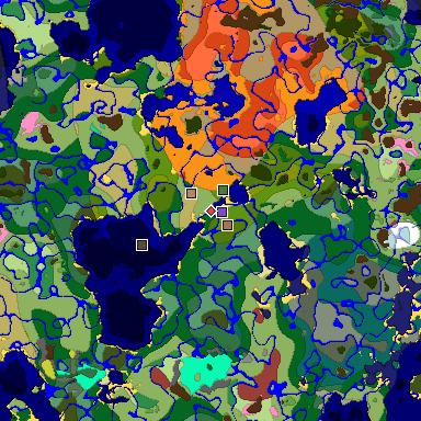 Predicted biome map of Java 26.3 seed 4632314653955143824 around estimated spawn