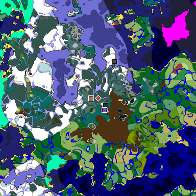 Predicted biome map of Java 26.3 seed 4766487024865663533 around estimated spawn