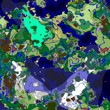 Predicted biome map of Java 26.3 seed -9058718172339787098 around estimated spawn
