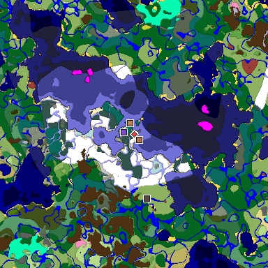 Predicted biome map of Java 26.3 seed -6602373768826992355 around estimated spawn