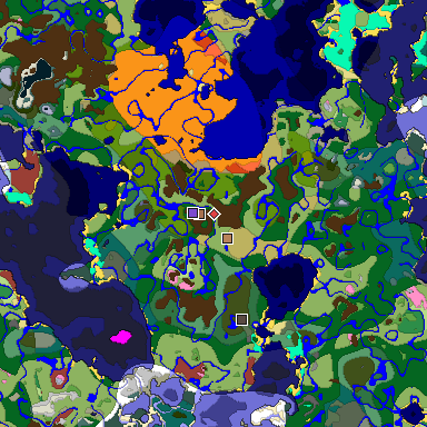 Predicted biome map of Java 26.3 seed 1648981515457787641 around estimated spawn