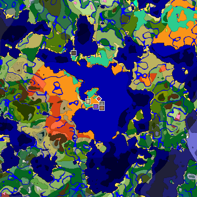 Predicted biome map of Java 26.3 seed 2304611553802733485 around estimated spawn