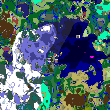 Predicted biome map of Java 26.3 seed -6665676690408783485 around estimated spawn