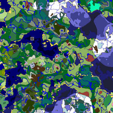 Predicted biome map of Java 26.3 seed -8607117760886765546 around estimated spawn