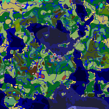 Predicted biome map of Java 26.3 seed 9039524971601262306 around estimated spawn