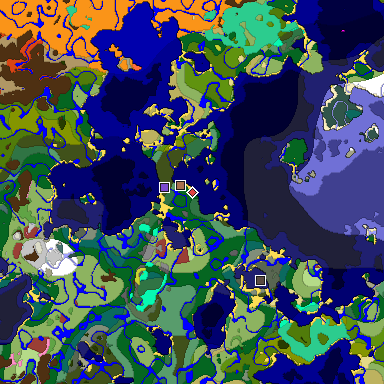 Predicted biome map of Java 26.3 seed -8532550139692904517 around estimated spawn